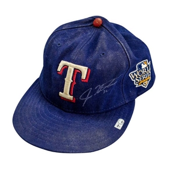 Josh Hamilton Autographed Game Worn 2010 Texas Rangers World Series Hat(MLB AUTH)